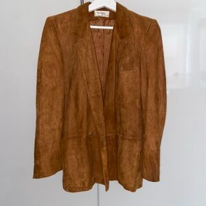 Brown Leather Jacket with Suede Finish